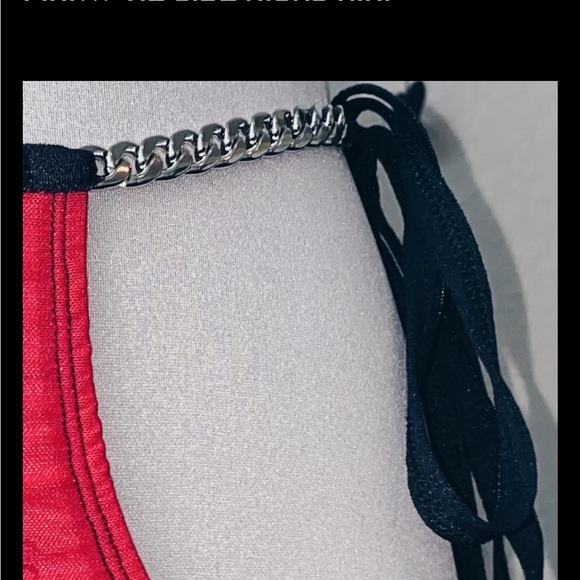 Brand new Syzgythelabel pink side tie micro mini with silver chain! Size L - Picture 2 of 2